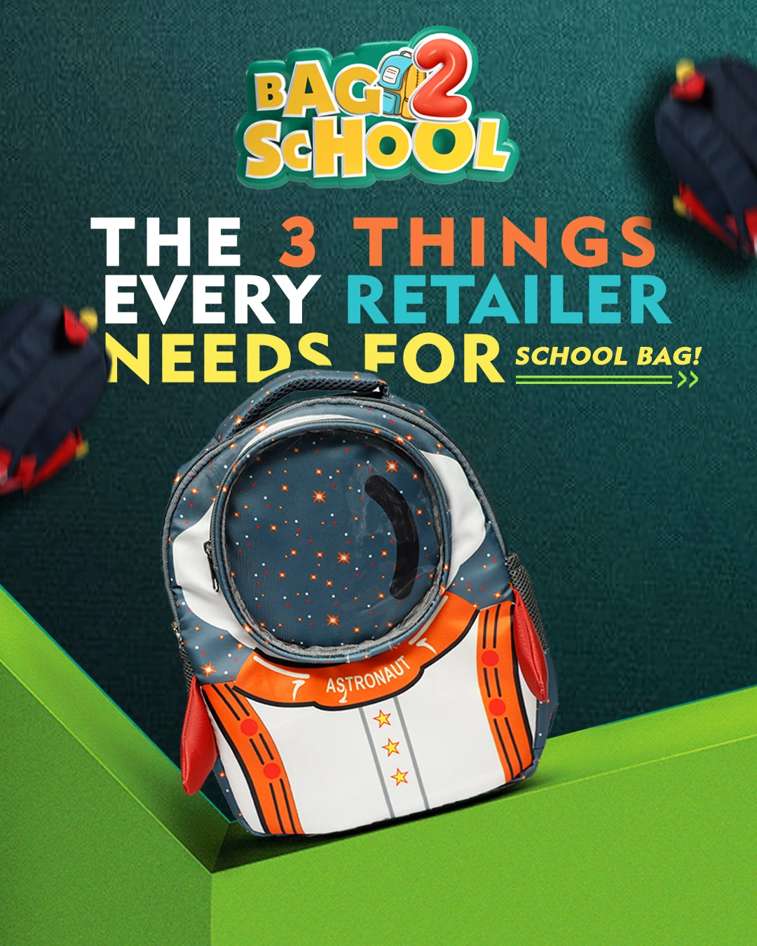 bag2school-astronaut-theme-backpack-branding-post Creative school bag branding design for Bag2School with astronaut theme
