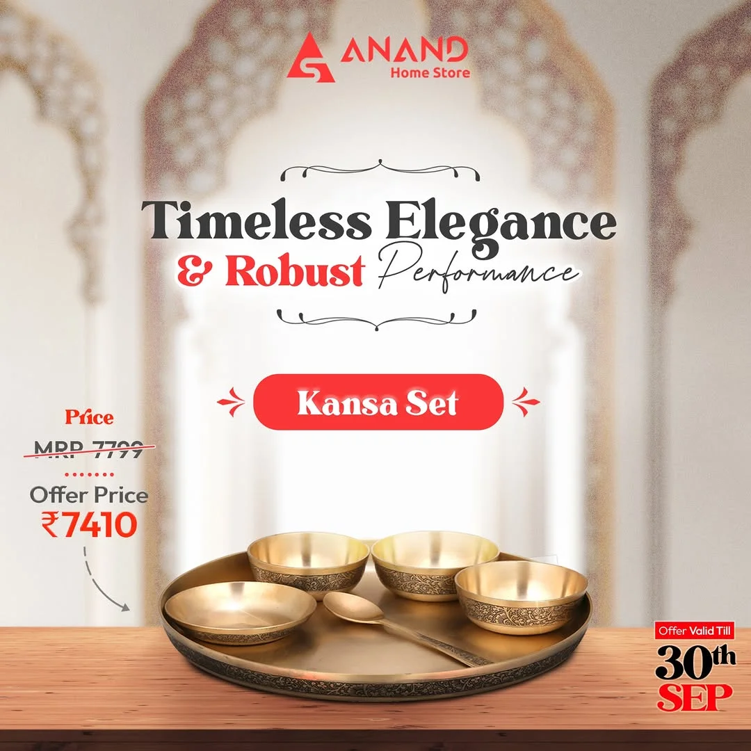anand-home-store-kansa-set-diwali-sale-promotion-post Anand Home Store promotional creative for Kansa dinner set with festive offer