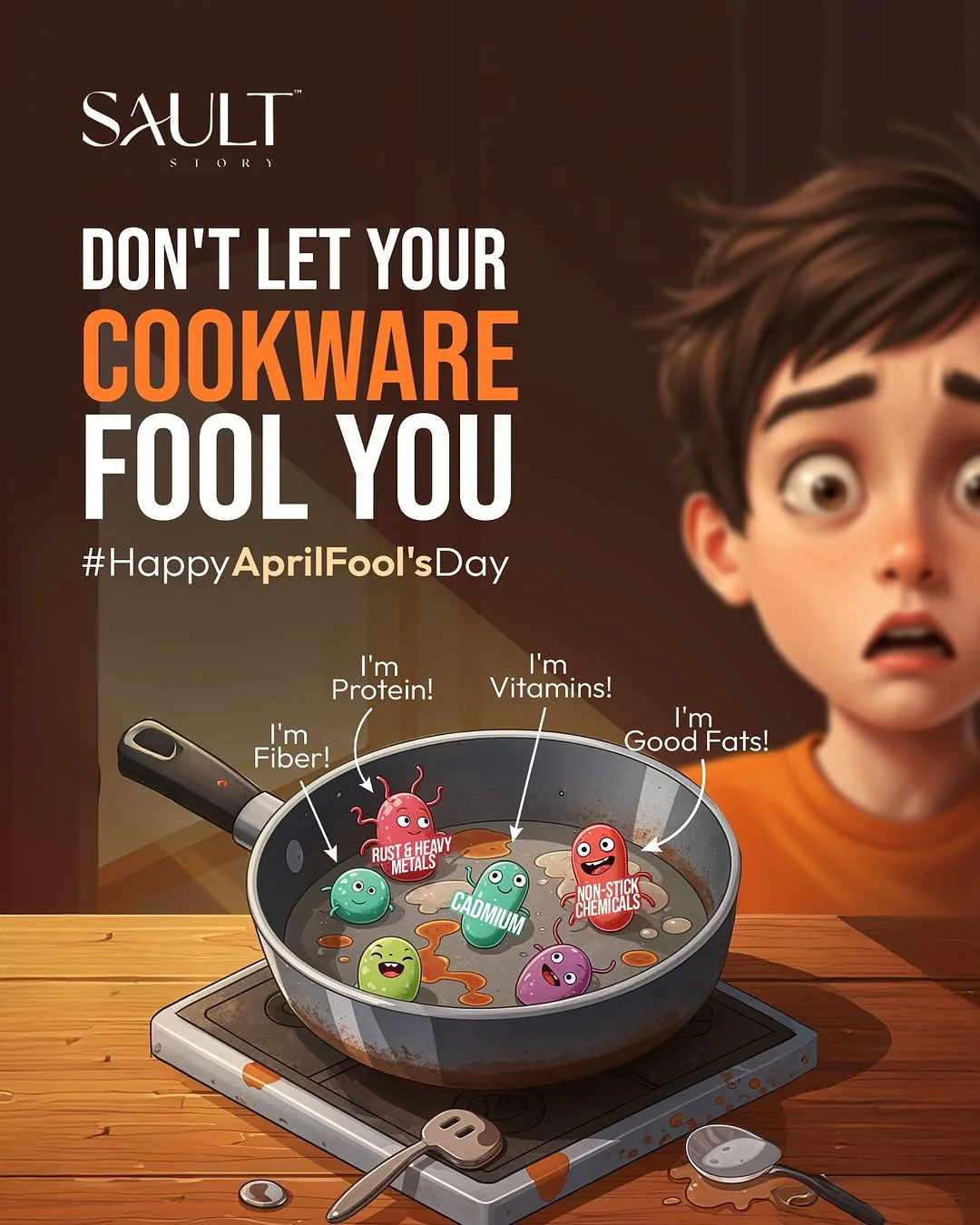 sault-story-april-fools-day-cookware-campaign-creative April Fool's Day awareness post on cookware safety by Sault Story